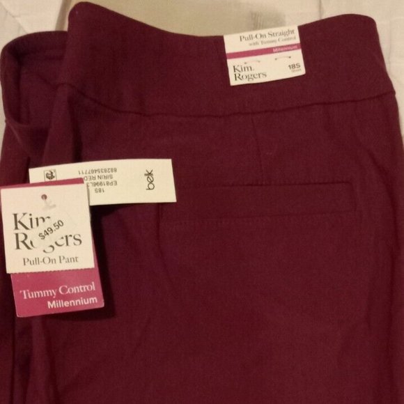 kim rogers tummy control pants woman's maroon Size 18 short ladies - Picture 3 of 5